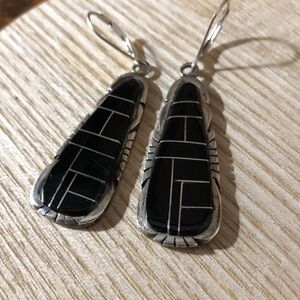 Chic Black and Silver Geometric Earrings